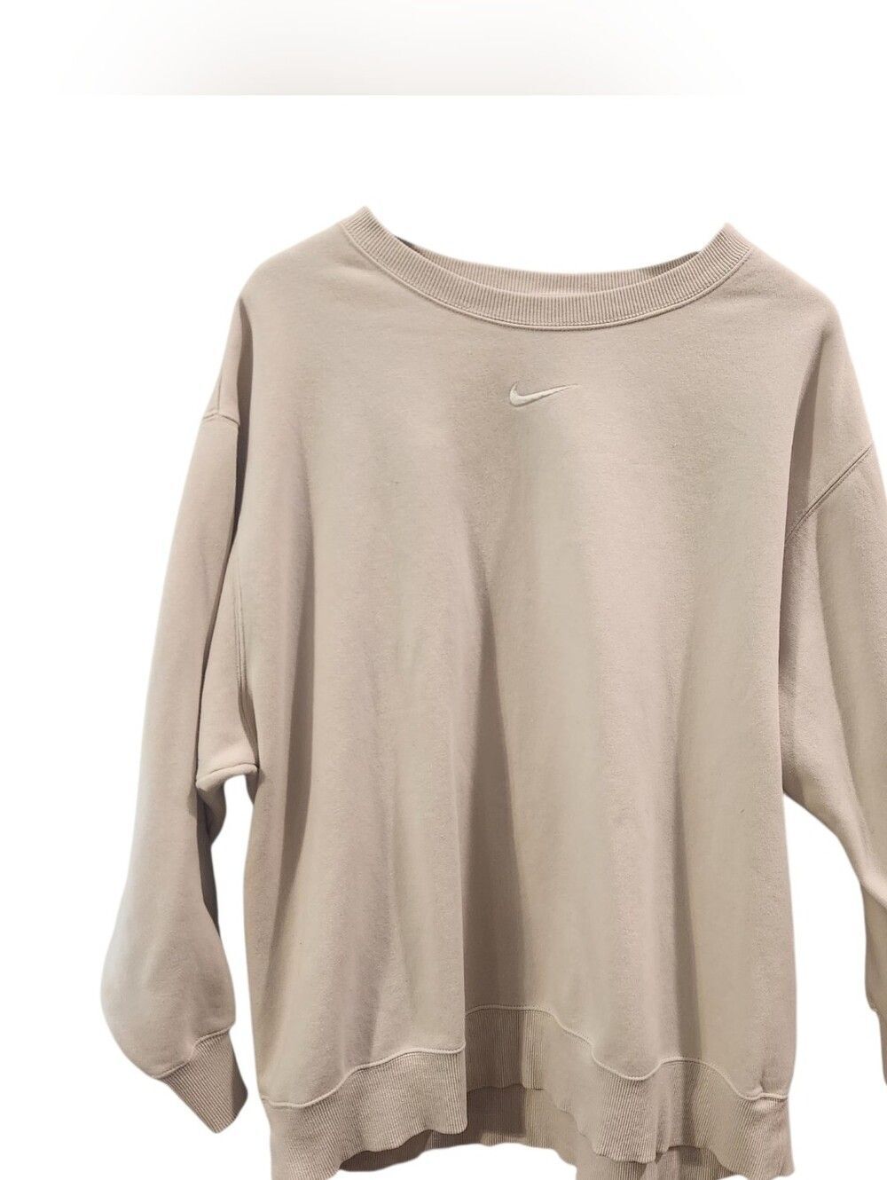Nike Sportswear Phoenix Fleece Oversized Crewneck Sweatshirt Women's 1X Beige - Picture 2 of 5